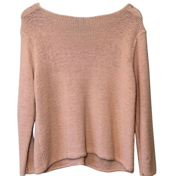 Eileen Fisher Women’s V Neck Heavy Knit Cotton Pullover Sweater Pink Size Large - Picture 2 of 10